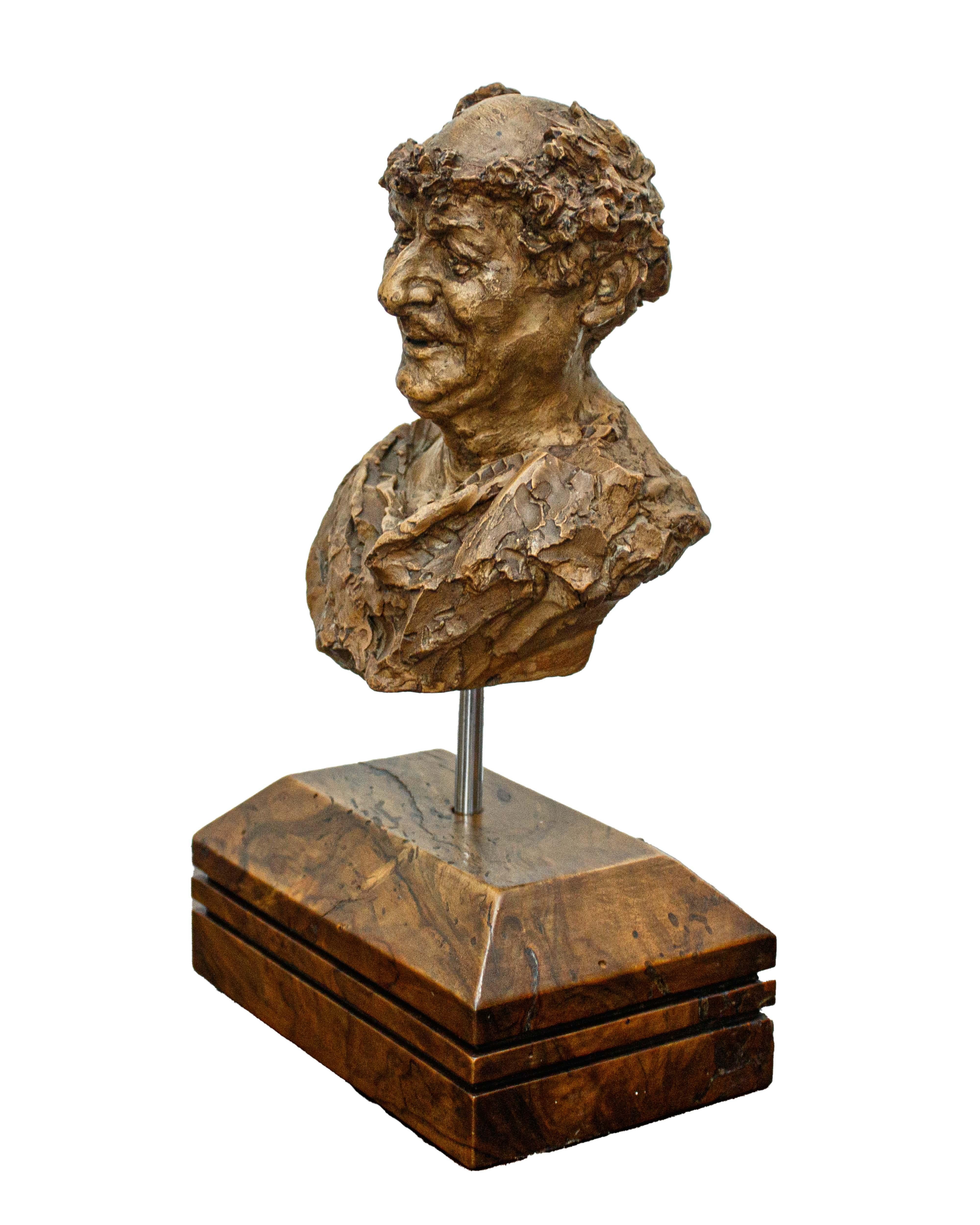 19th Century Terracotta sculpture with bust of togatus Adolfo Laurenti For Sale