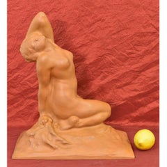 Scultura  In Terracotta, Nudo di Giovane Donna, Art Deco, Scultore Italiano, XX.