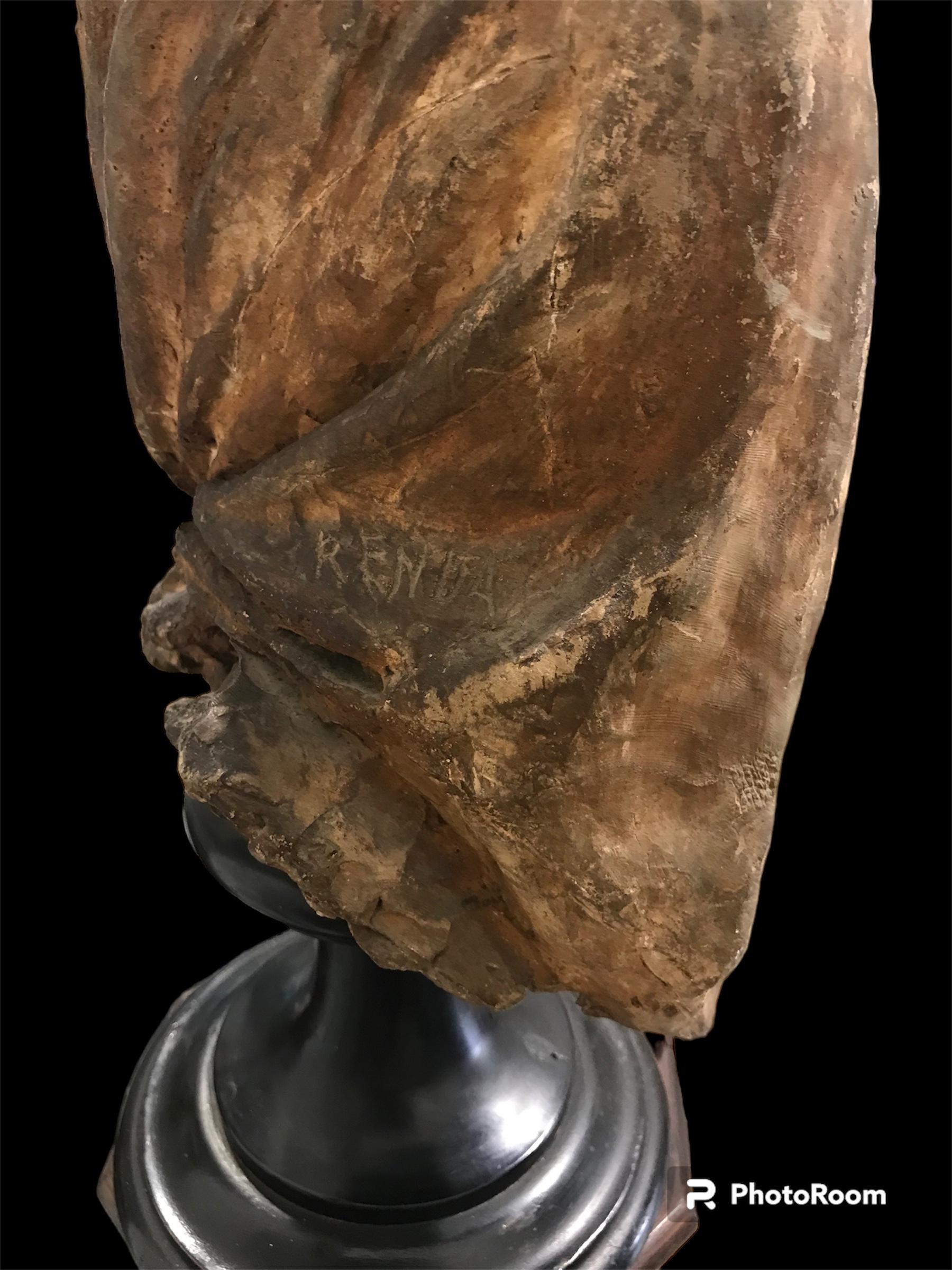 Busto terracotta raffigurante anziana firmato Renda (1859-1939)
H con base 50cm H senza base 32cm 