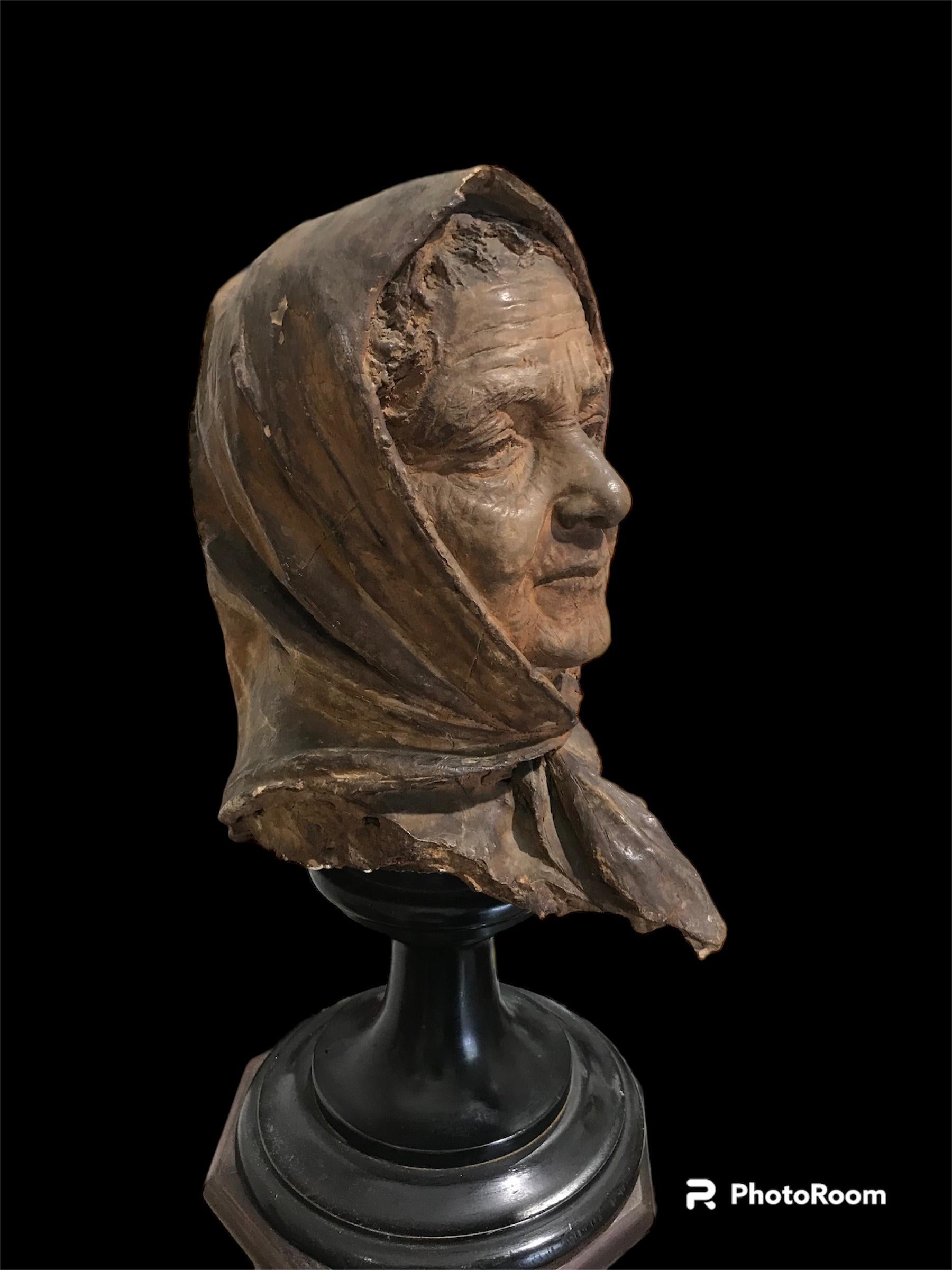 Altro Scultura in terracotta raffigurante donna anziana firmate Giuseppe Renda in vendita
