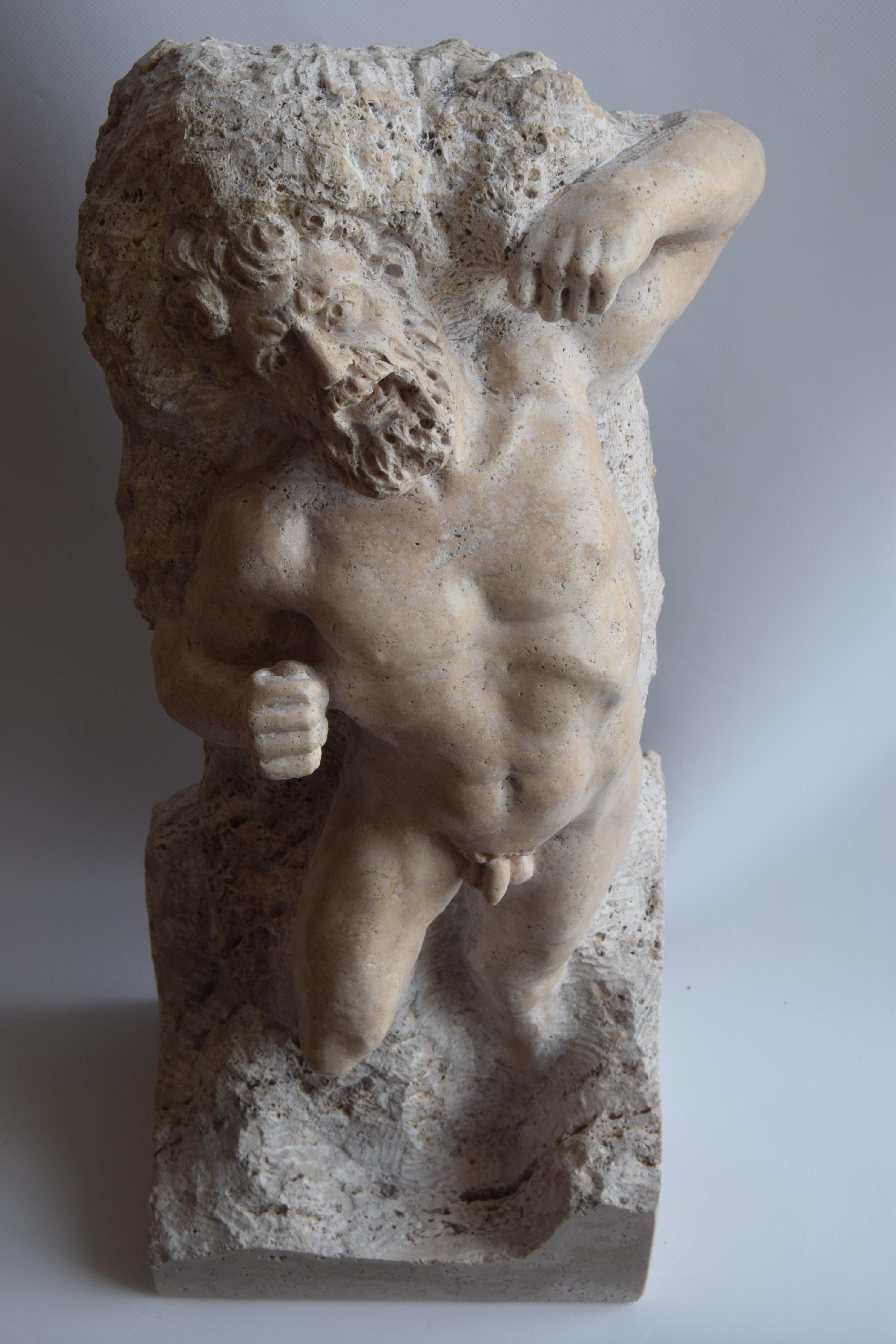 scultura in travertino -Prigione Michelangiolesco -made in Italy in vendita 2