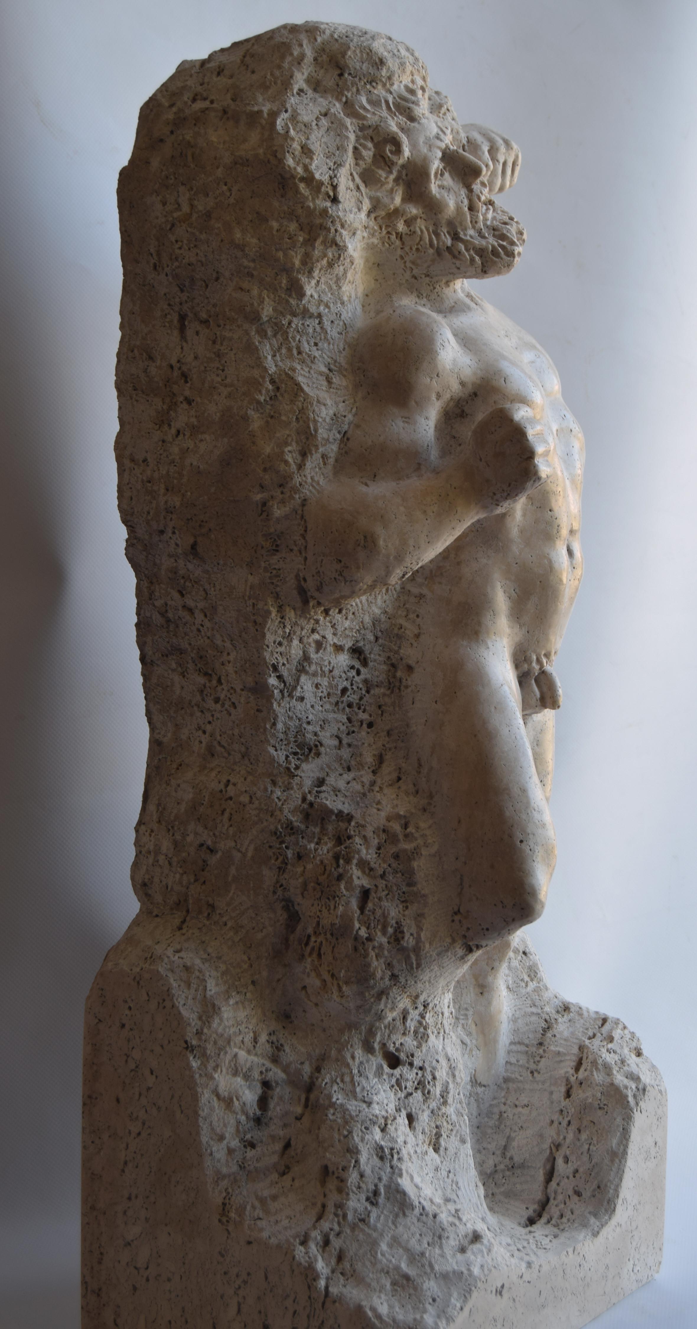 scultura in travertino -Prigione Michelangiolesco -made in Italy in vendita 3