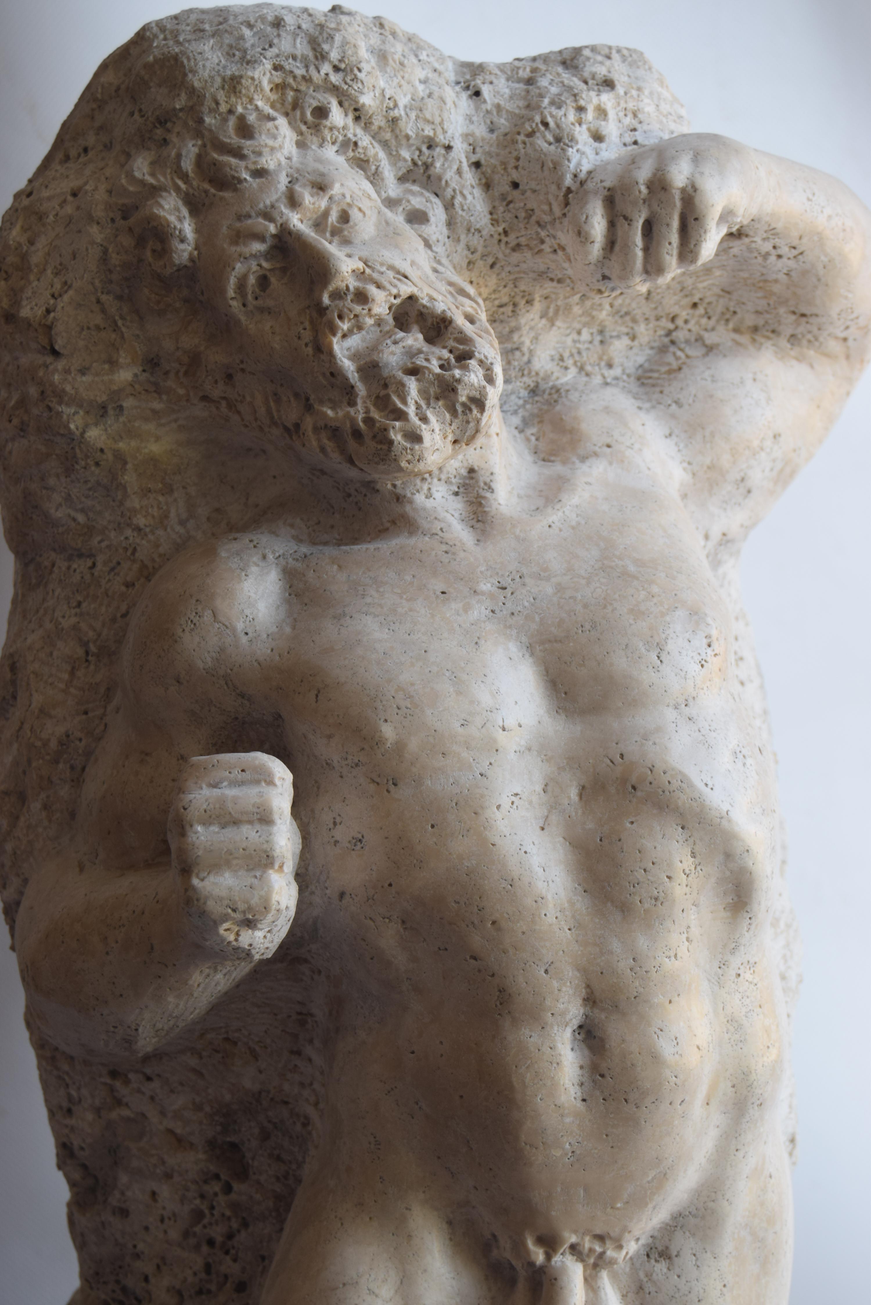 scultura in travertino -Prigione Michelangiolesco -made in Italy in vendita 4