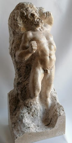 skulptur aus Travertin - das Gefängnis von Michelangelo - hergestellt in Italien