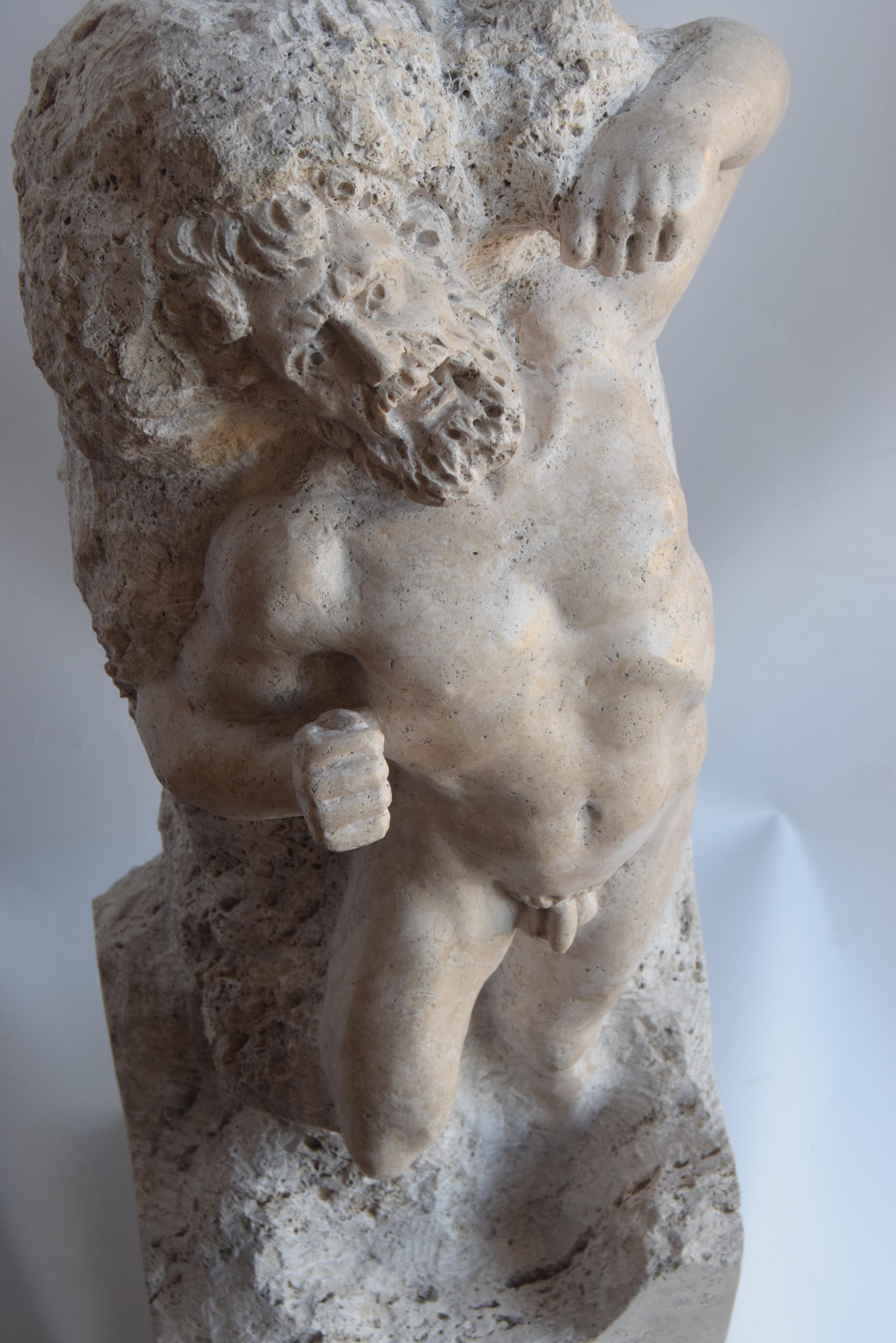 Italiano scultura in travertino -Prigione Michelangiolesco -made in Italy in vendita