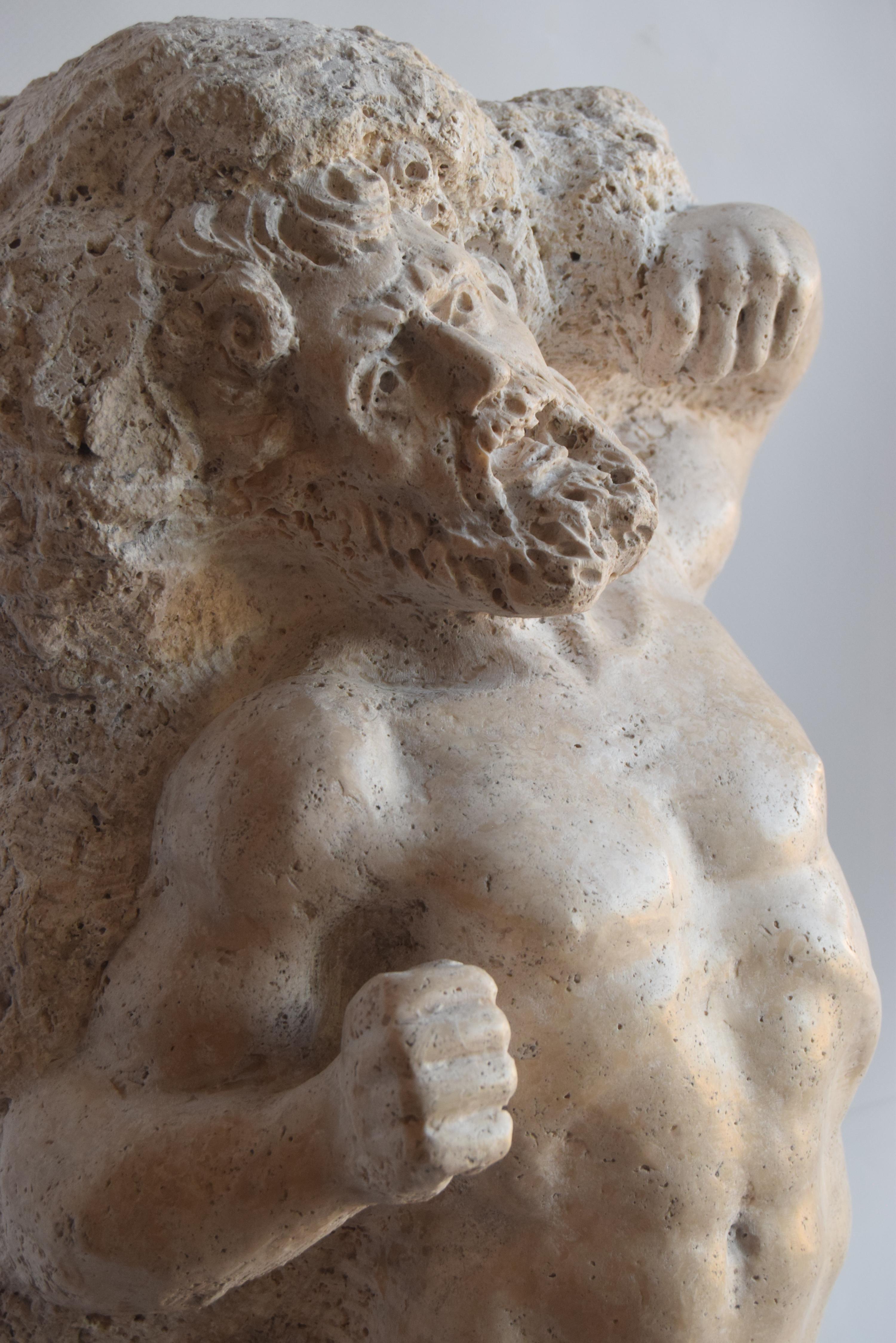 scultura in travertino -Prigione Michelangiolesco -made in Italy In condizioni buone in vendita a Tarquinia, IT