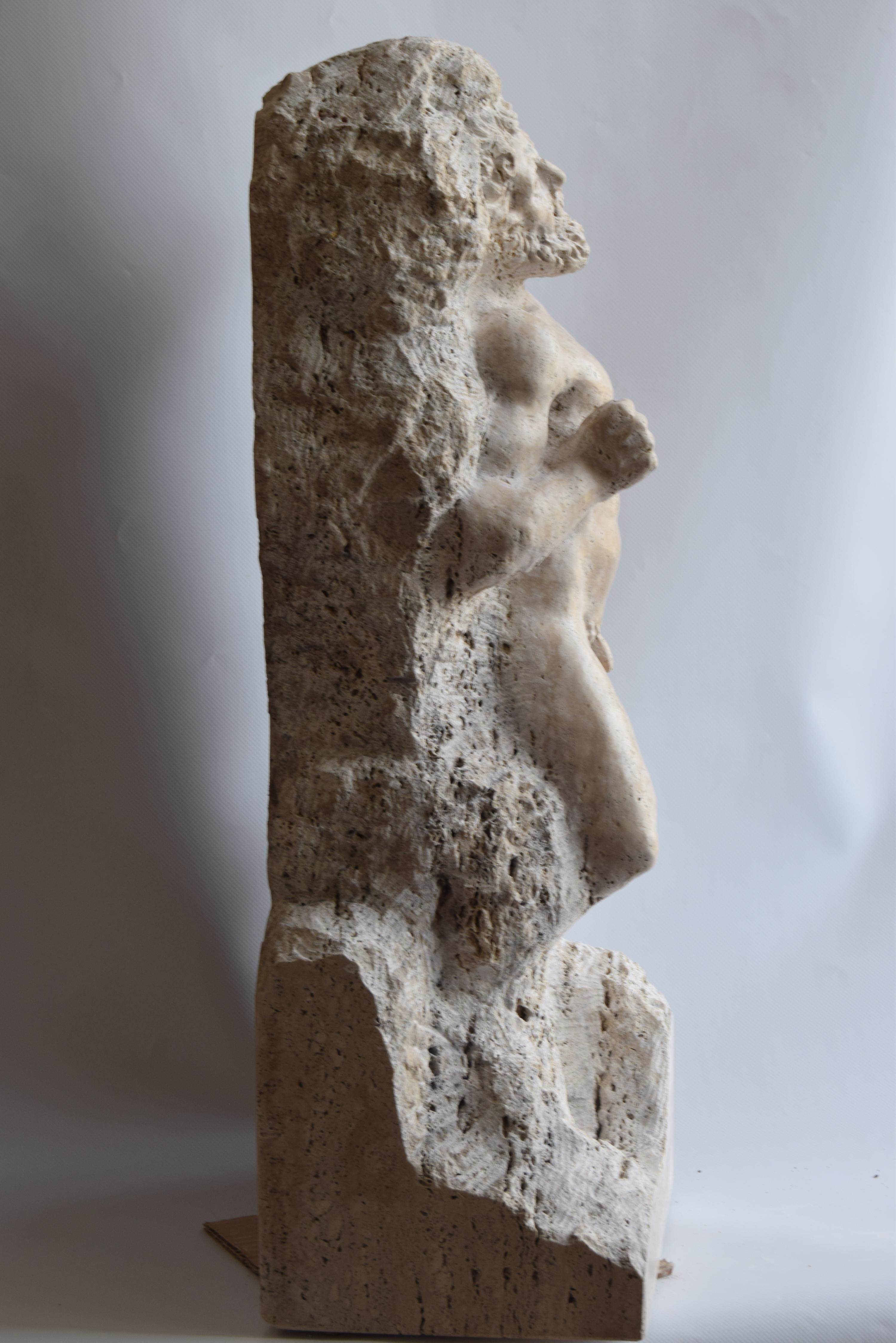 Travertino scultura in travertino -Prigione Michelangiolesco -made in Italy in vendita