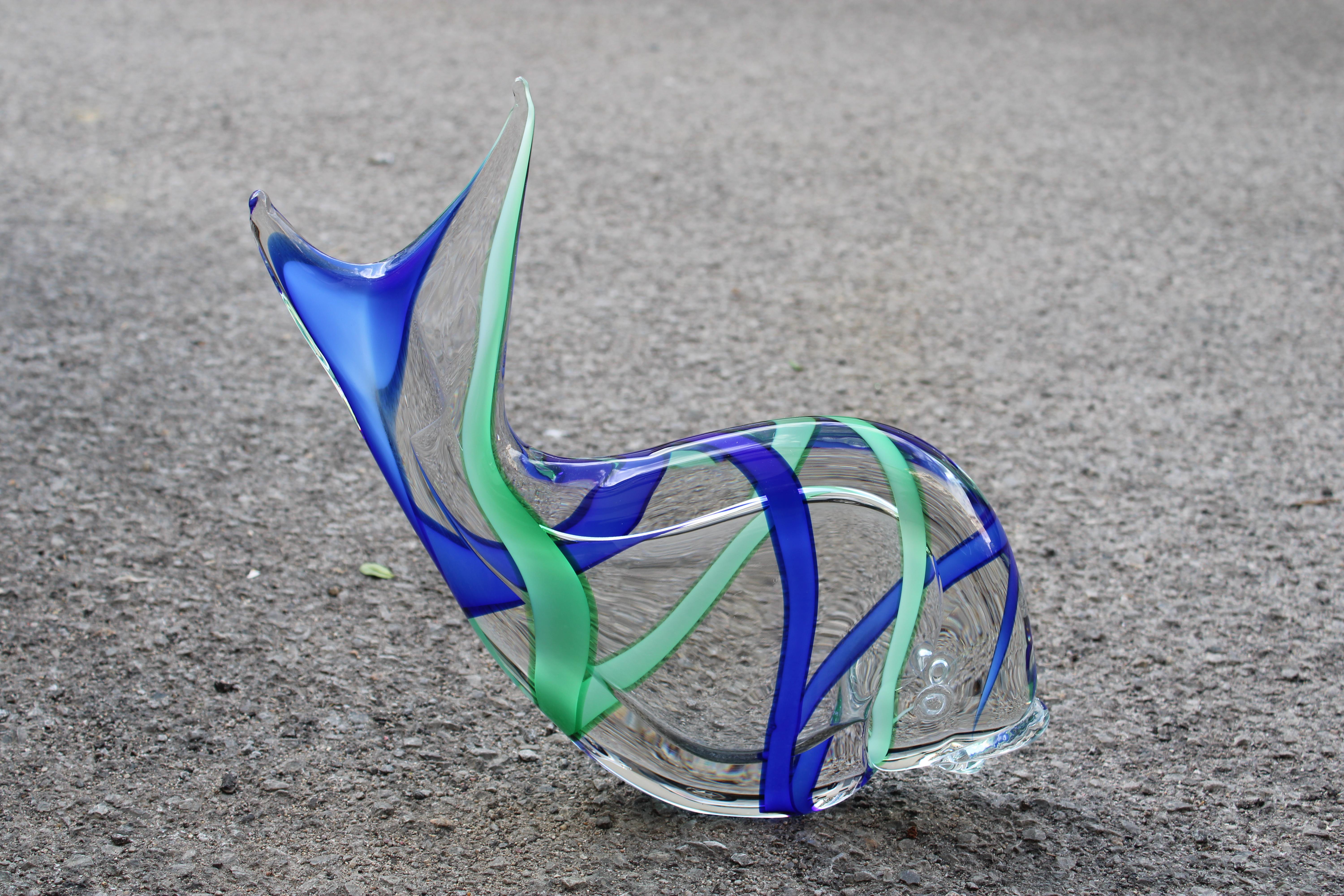 poisson en verre de Murano Rubelli 1970 Murano