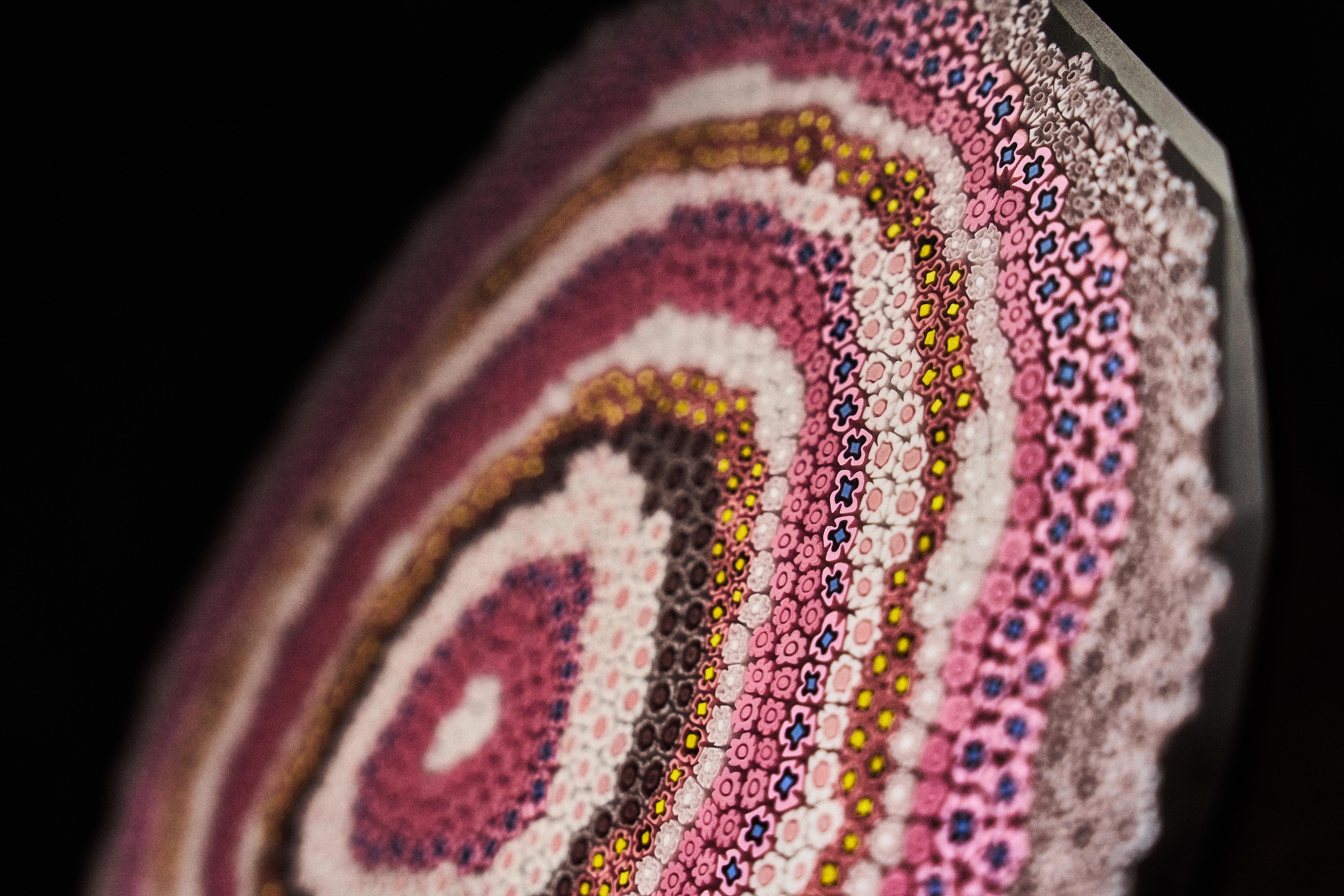 Hand-Crafted Blue AGATE Murano glass sculpture 35 cm diameter pink For Sale