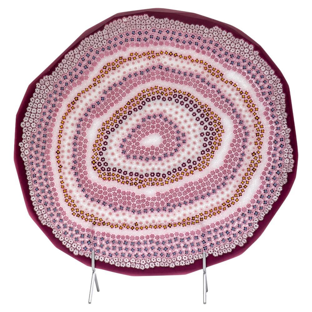 Blue AGATE Murano glass sculpture 35 cm diameter pink For Sale