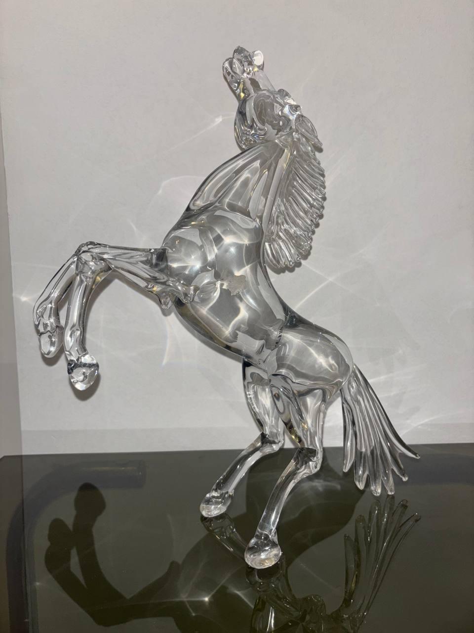 Durchsichtiges Pferd Skulptur aus Muranoglas von Zanella Arnaldo 1980 (Moderne der Mitte des Jahrhunderts) im Angebot