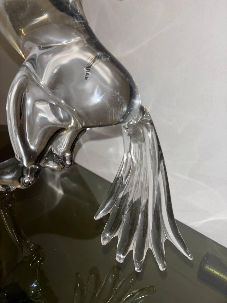 Durchsichtiges Pferd Skulptur aus Muranoglas von Zanella Arnaldo 1980 (Handgefertigt) im Angebot