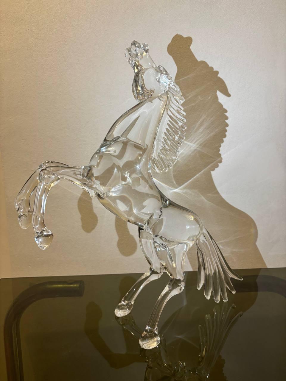 Durchsichtiges Pferd Skulptur aus Muranoglas von Zanella Arnaldo 1980 im Zustand „Gut“ im Angebot in Palermo, IT