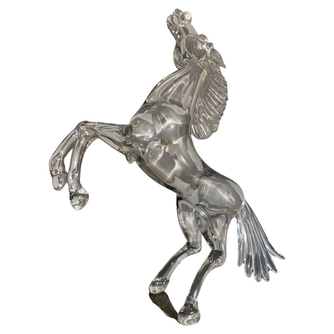 Murano glass transparent horse sculpture by Zanella Arnaldo 1980