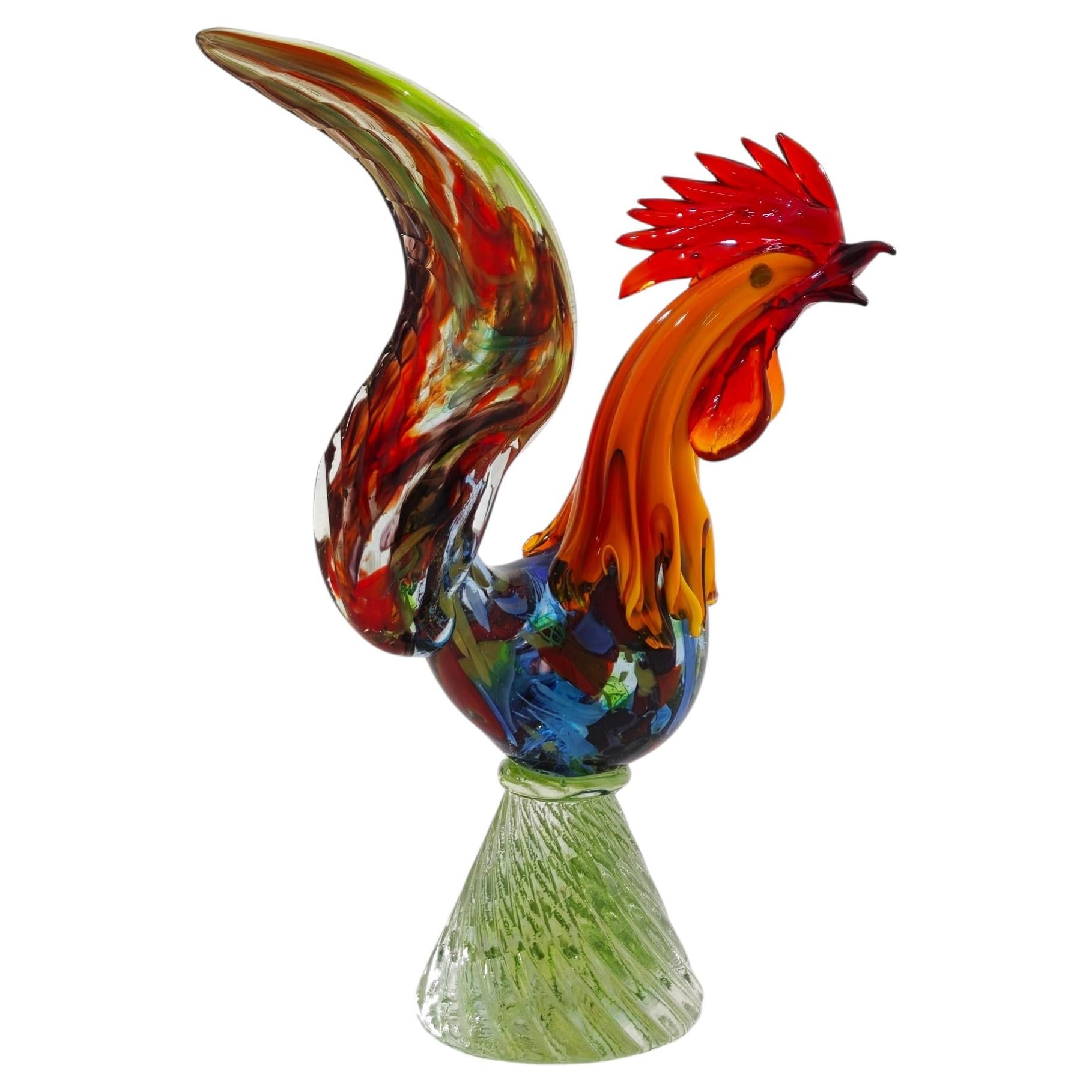 Sculpture en verre de Murano « Gallo », fabriquée en Italie dans les années 1960, style Mid-Century Modern