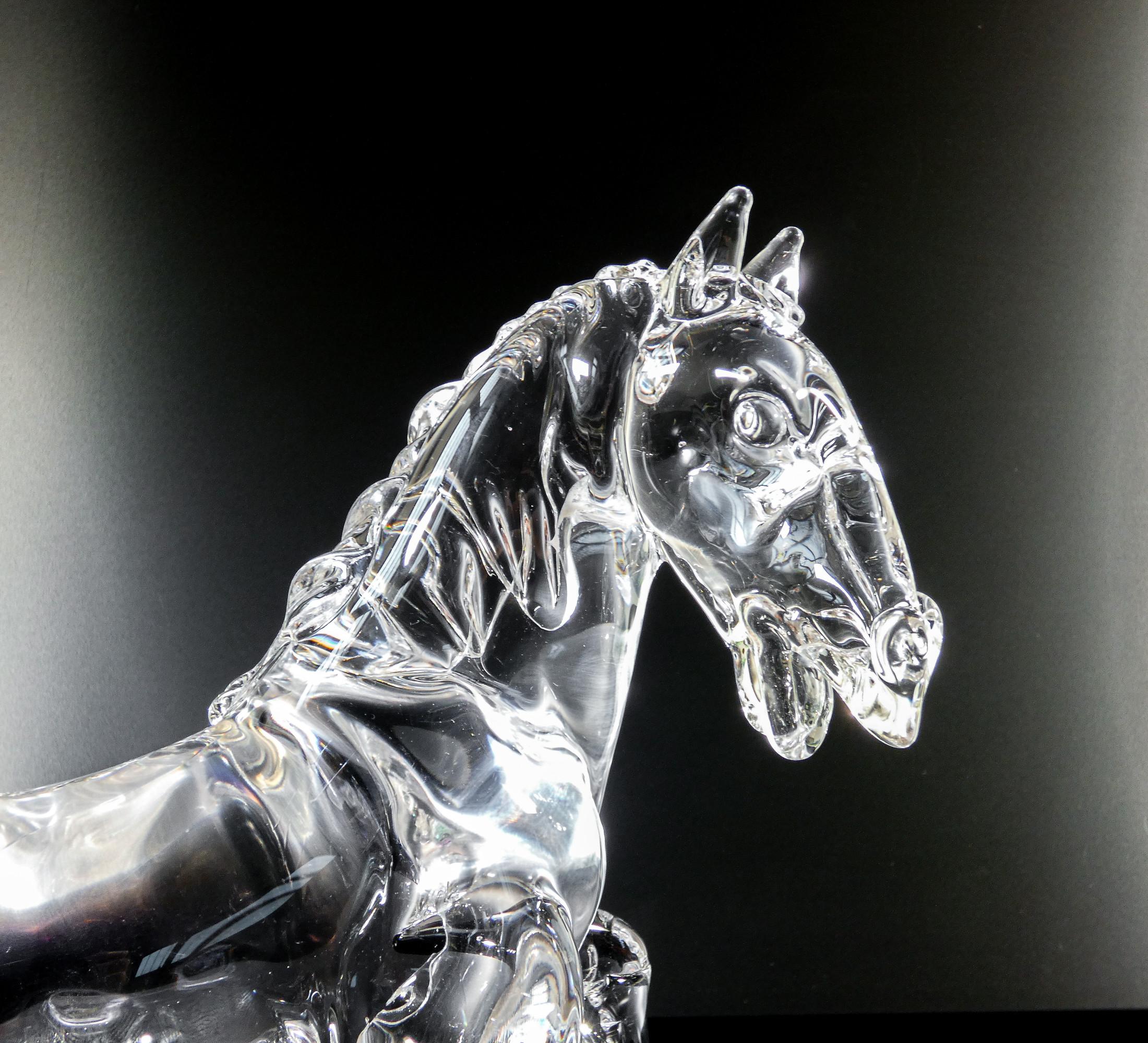 Blown glass sculpture signed Arnaldo ZANELLA. Horse. Murano, 80s For Sale 4