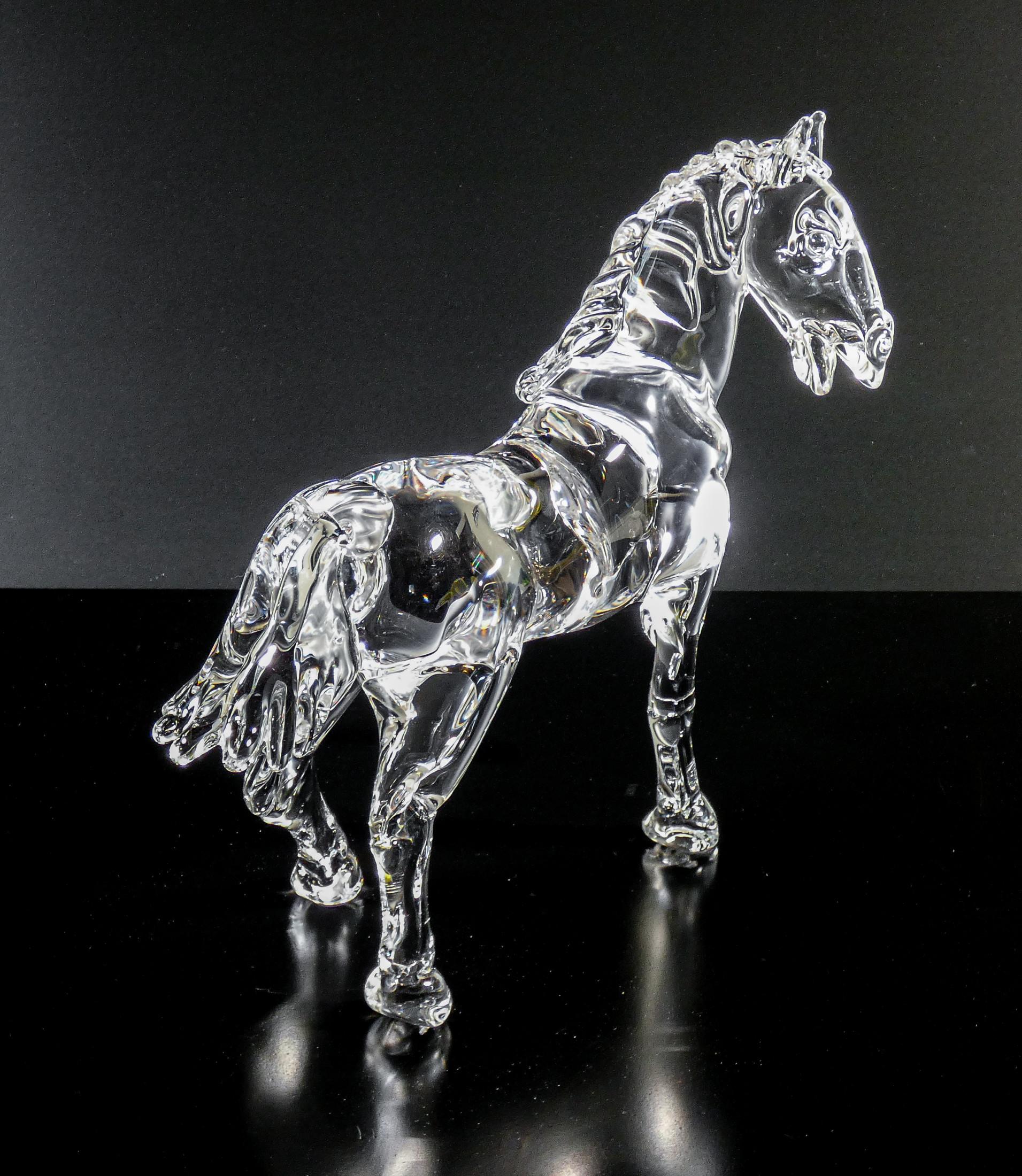 Italian Blown glass sculpture signed Arnaldo ZANELLA. Horse. Murano, 80s