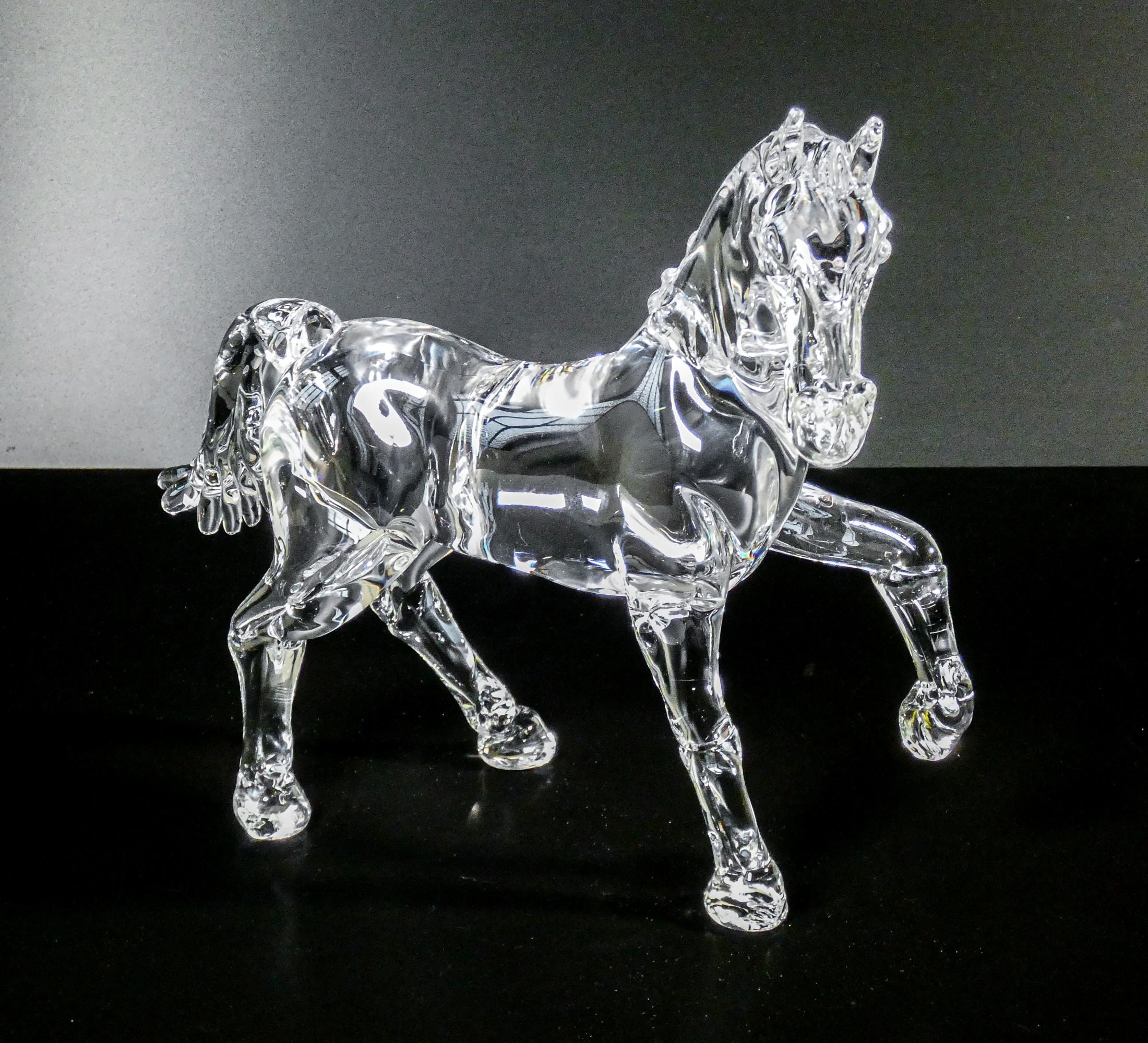 Blown glass sculpture signed Arnaldo ZANELLA. Horse. Murano, 80s In Excellent Condition For Sale In Torino, IT