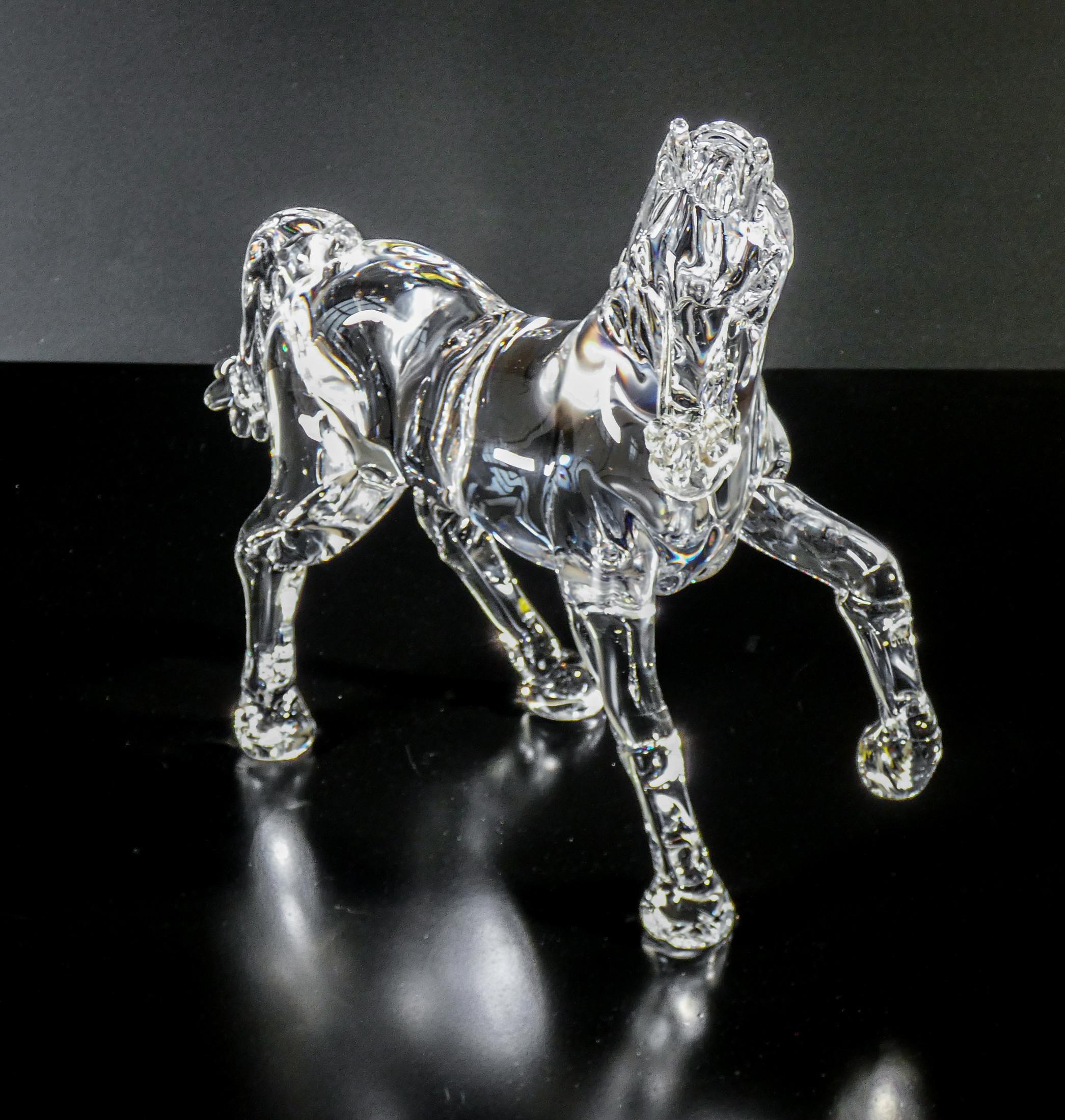 Late 20th Century Blown glass sculpture signed Arnaldo ZANELLA. Horse. Murano, 80s For Sale