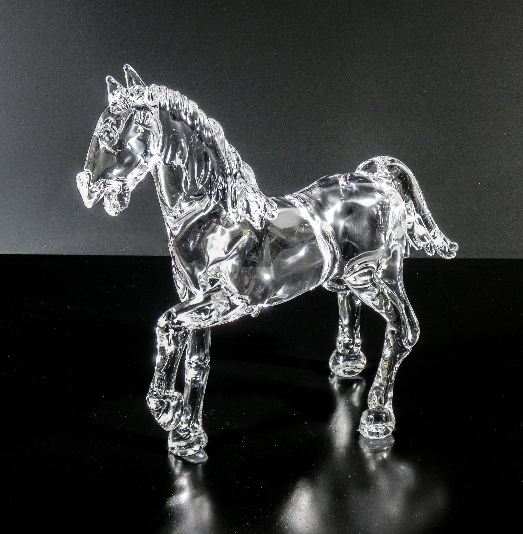 Glass Blown glass sculpture signed Arnaldo ZANELLA. Horse. Murano, 80s For Sale