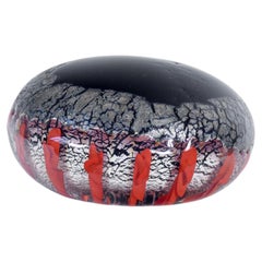Sculpture made of blown glass, silver leaf, and red inlays, attributed to VENINI