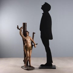 Geschnitzte und polychrome Skulptur St. Sebastian Ende 17