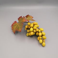 Italian grape bunch sculpture in solid 925 Sterling silver with enamels