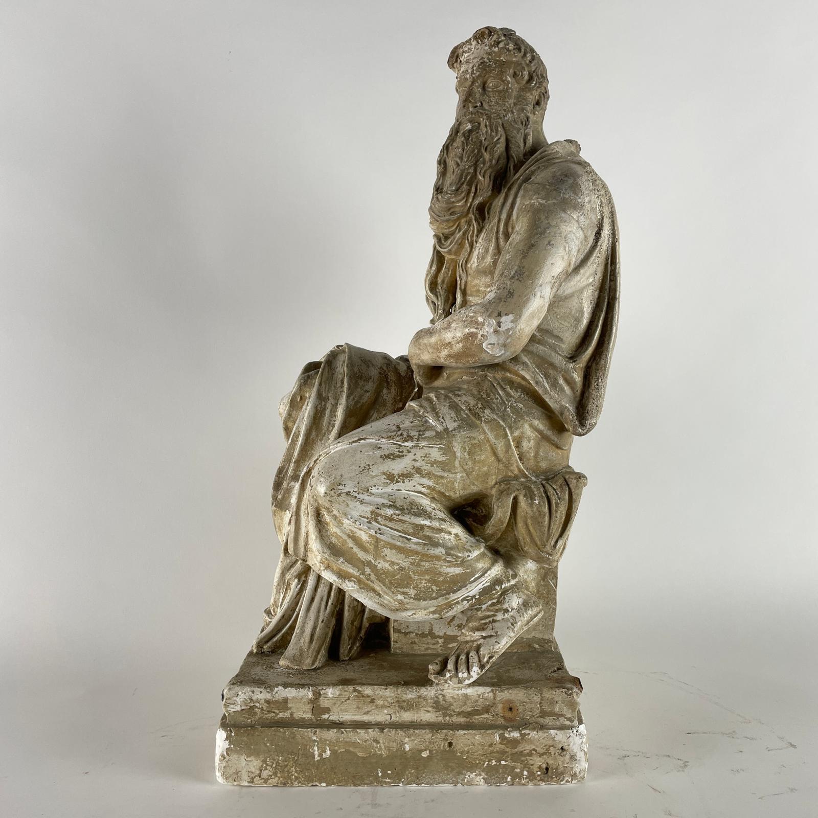 Scultura Italiana In Gesso Raffigurante Mosè Ispirata A Michelangelo Primi 1900 in vendita 2