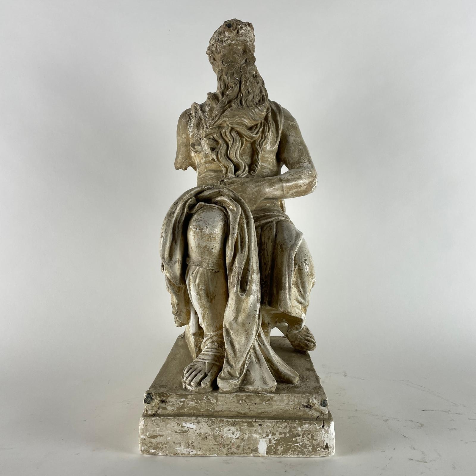 Scultura Italiana In Gesso Raffigurante Mosè Ispirata A Michelangelo Primi 1900 in vendita 3