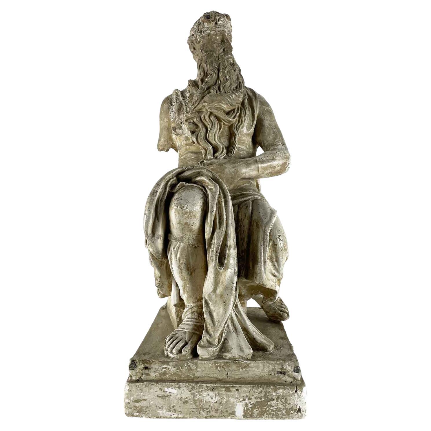 Scultura Italiana In Gesso Raffigurante Mosè Ispirata A Michelangelo Primi 1900