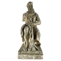Scultura Italiana In Gesso Raffigurante Mosè Ispirata A Michelangelo Primi 1900