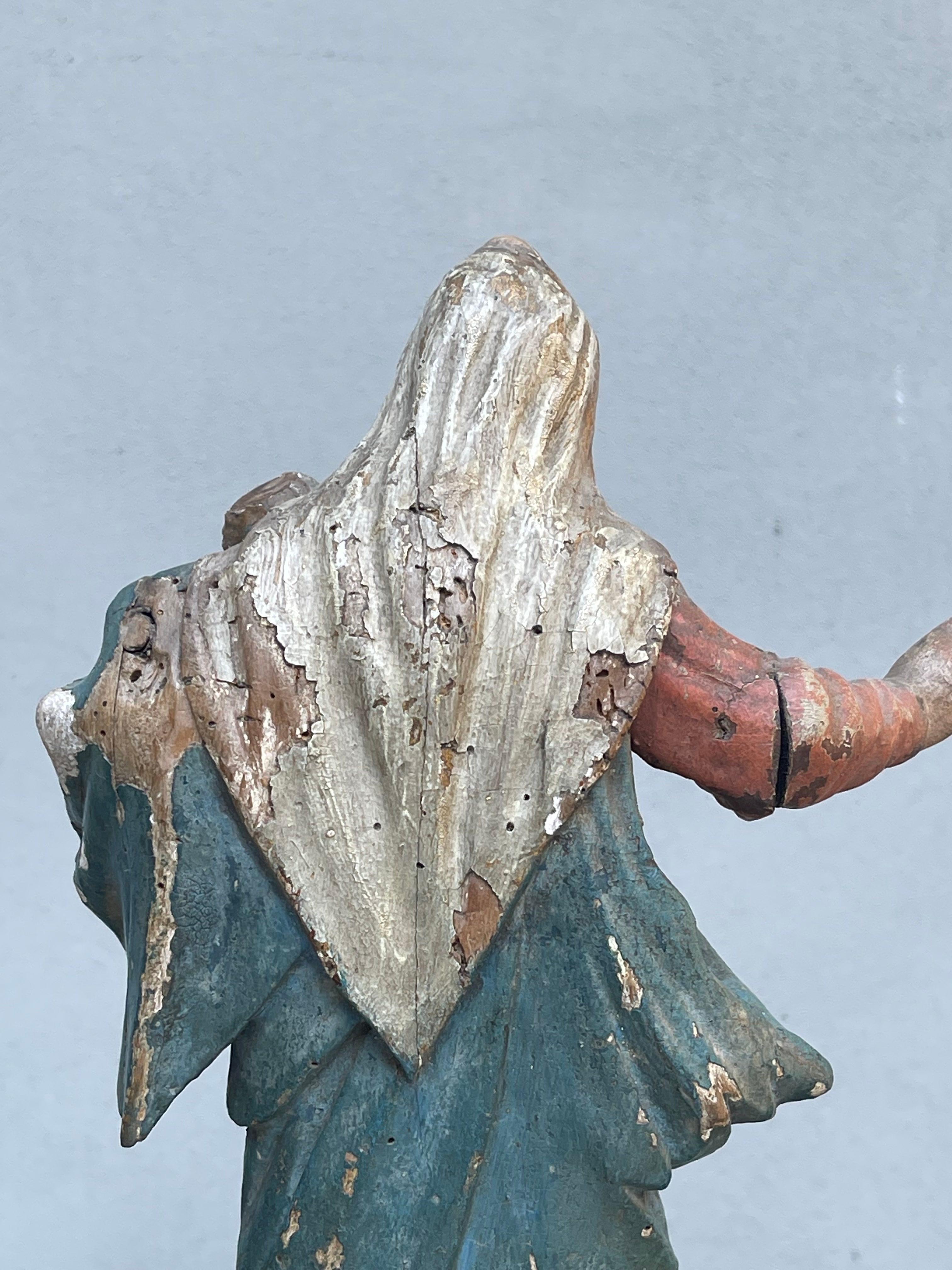scultura lignea 18 secolo madonna con bambino policroma - sculpture - wood  For Sale 4