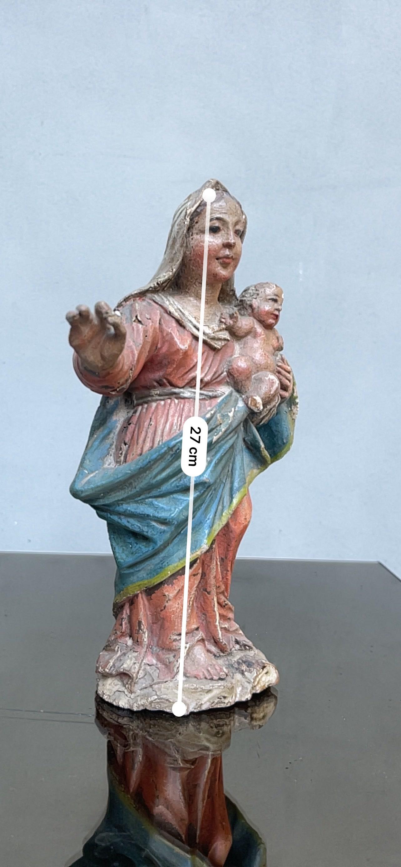 Wood scultura lignea 18 secolo madonna con bambino policroma - sculpture - wood  For Sale