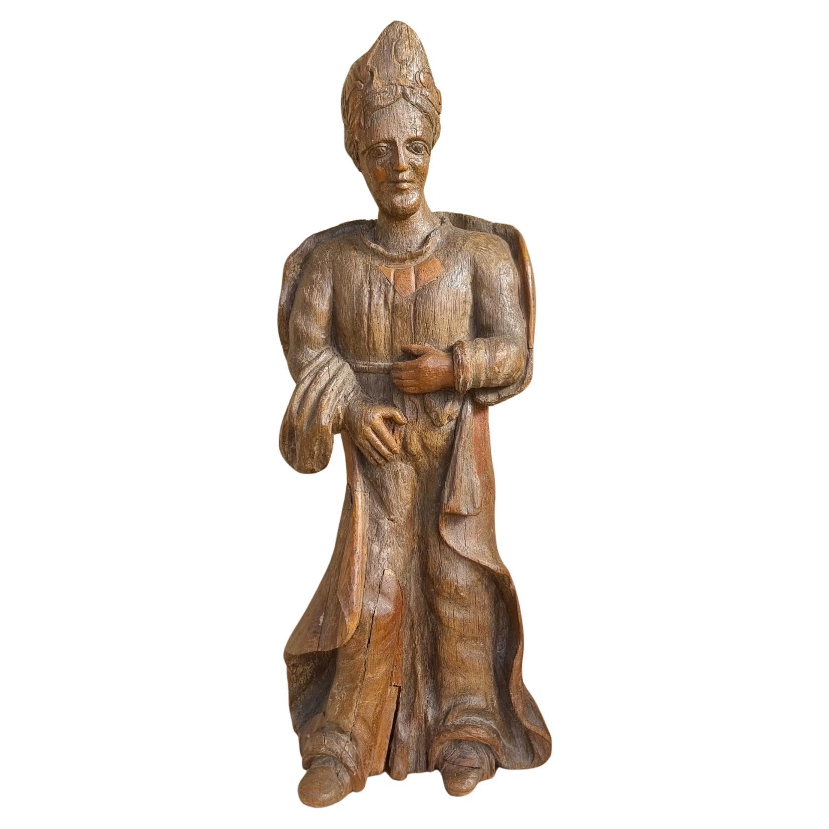 Escultura femenina flamenca de madera del siglo XVI
