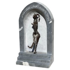 Scultura Marmo Con Bronzo, xx Secolo