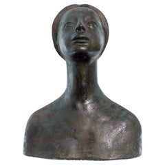 Scultura mezzo busto di donna etiope in terracotta di Gino Zattoni - anni
50