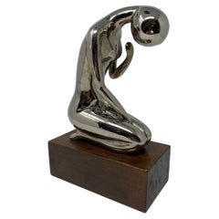 Scultura Moderna in Ceramica Argentata - 1970s