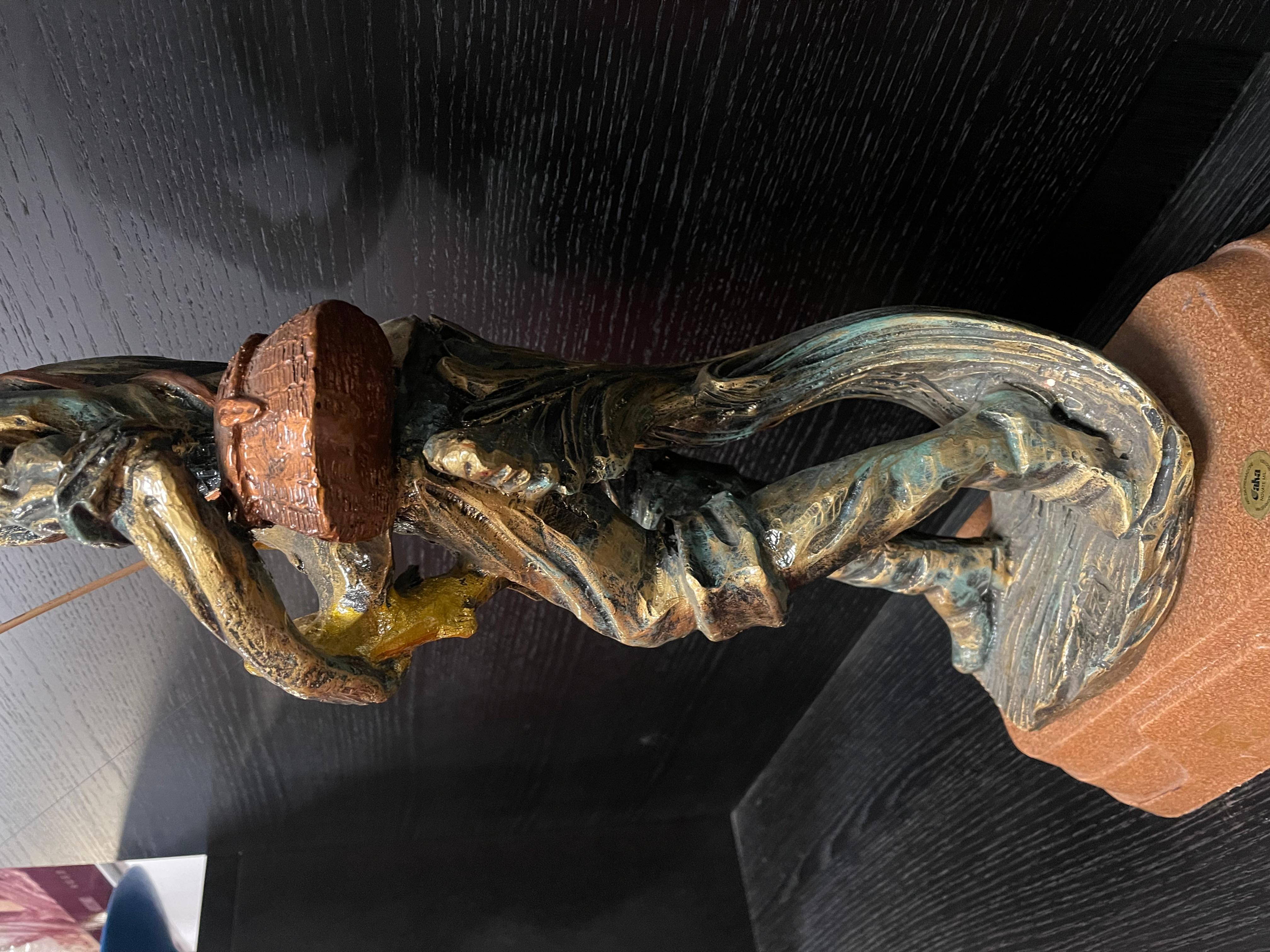 Late 20th Century Vintage Fisherman Sculpture For Sale