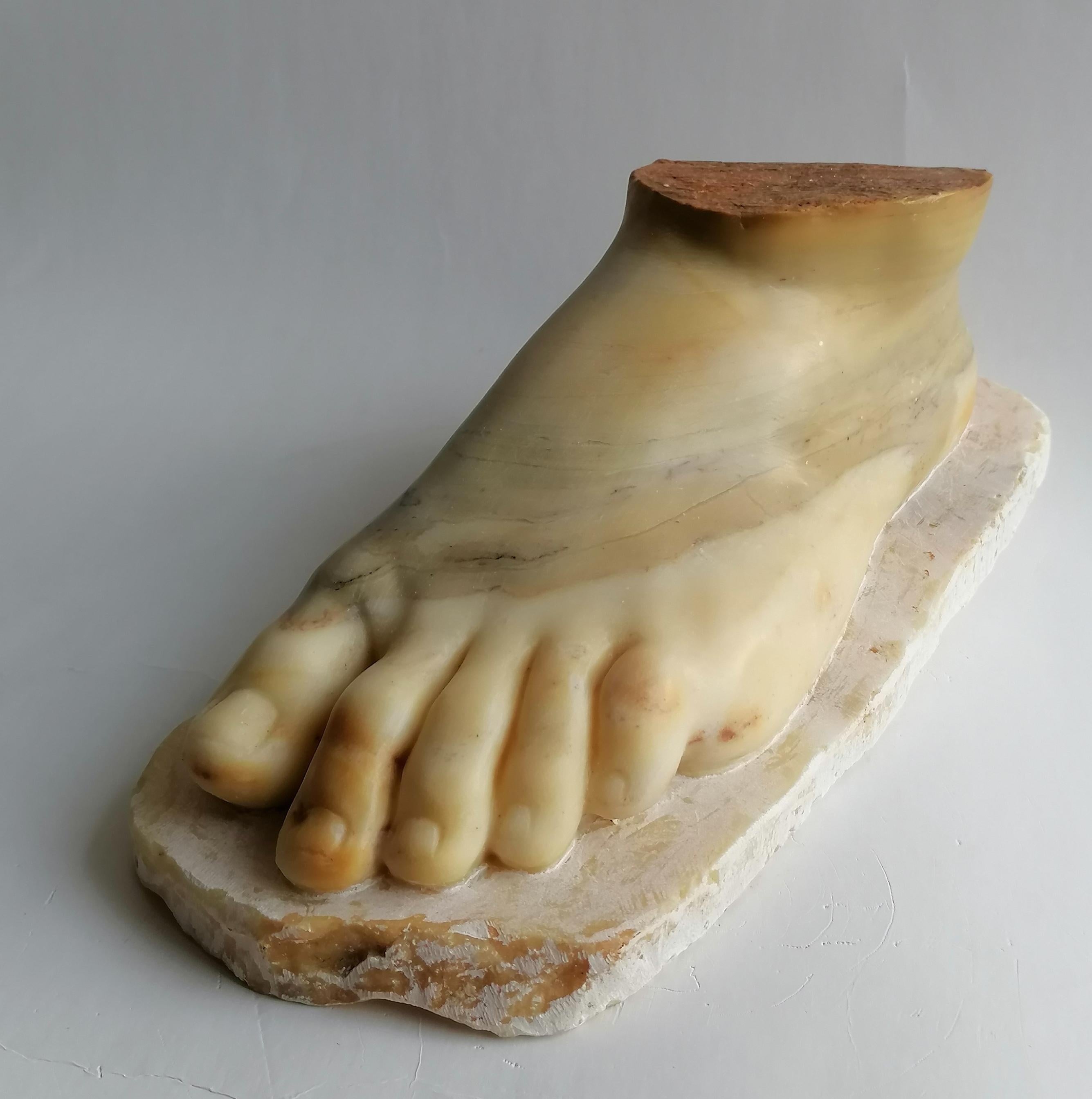 scultura di piede in marmo
scultura di piede classico su pregiato marmo giallo broccatello di Siena.
misure , cm 28,5 x 13 x h 10  peso kg 4,3
Scolpito dal laboratorio Todini -made in Italy con certificazione di qualità