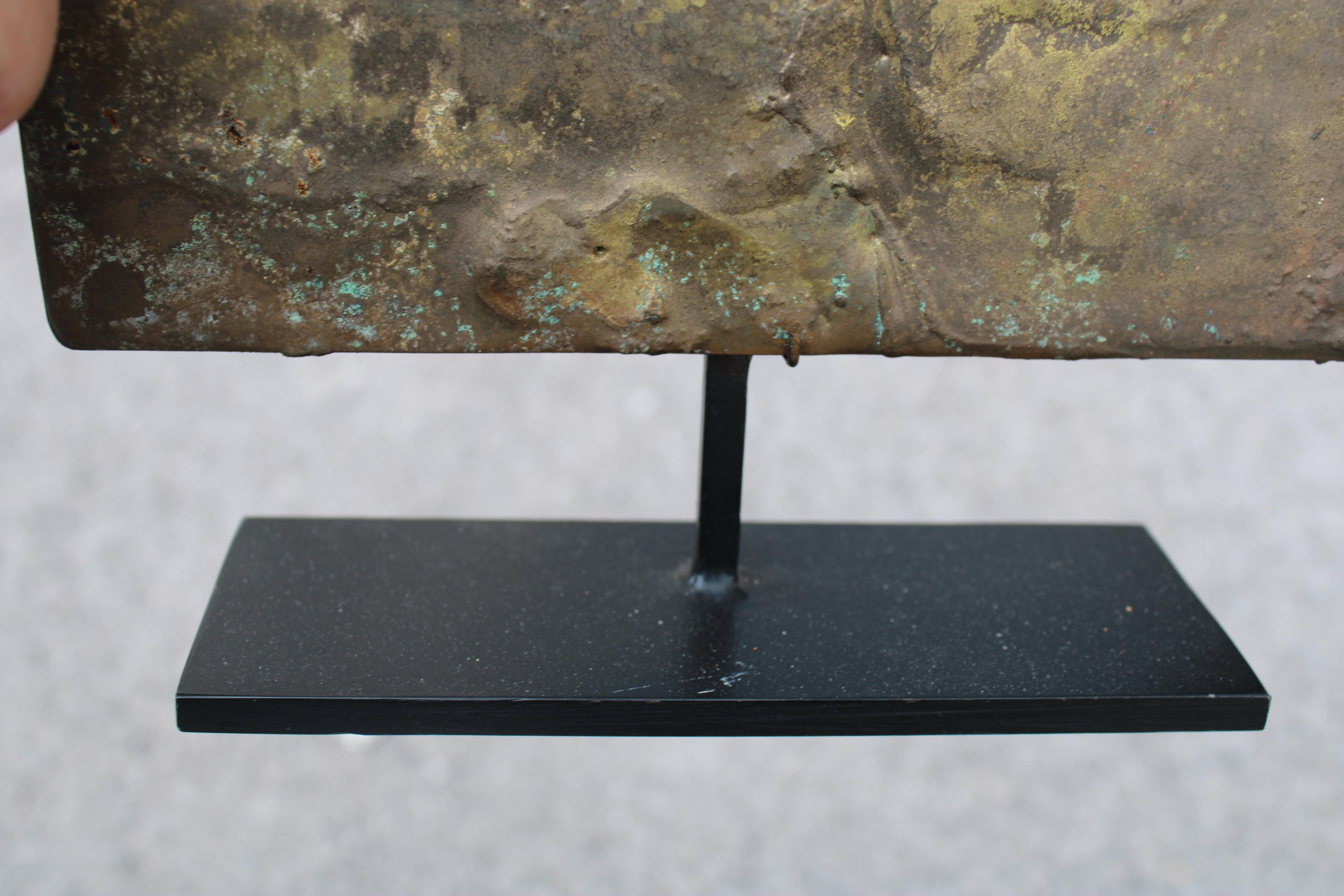 Harry Bertoria 1960 quadratische Skulptur aus vergoldeter Bronze und schwarzem Sockel im Angebot 7