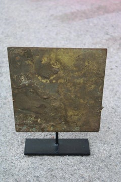 Harry Bertoria 1960 sculpture carrée en bronze doré et base noire