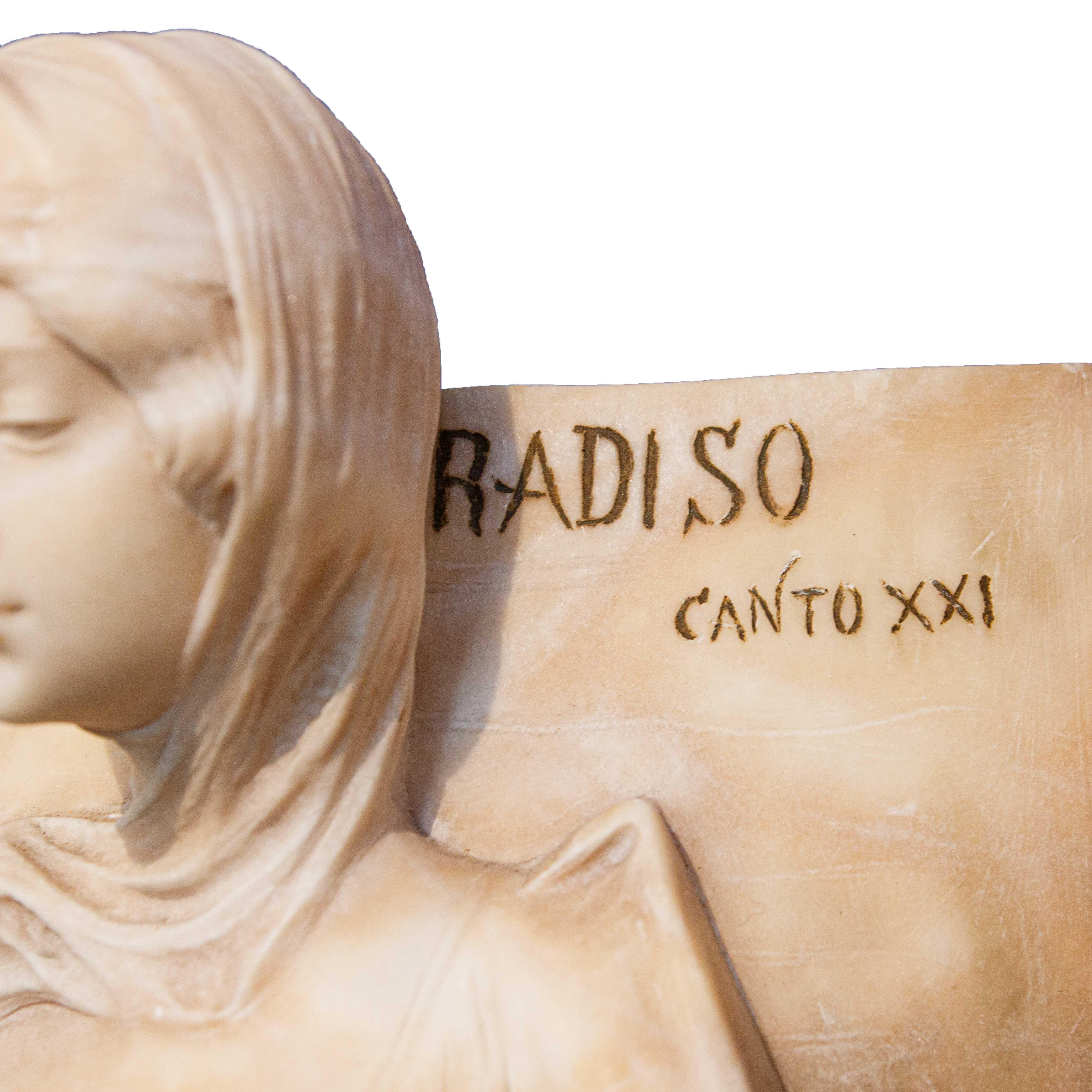 20th Century Sculpture depicting Dante and Beatrice, Alabaster, 20th century For Sale