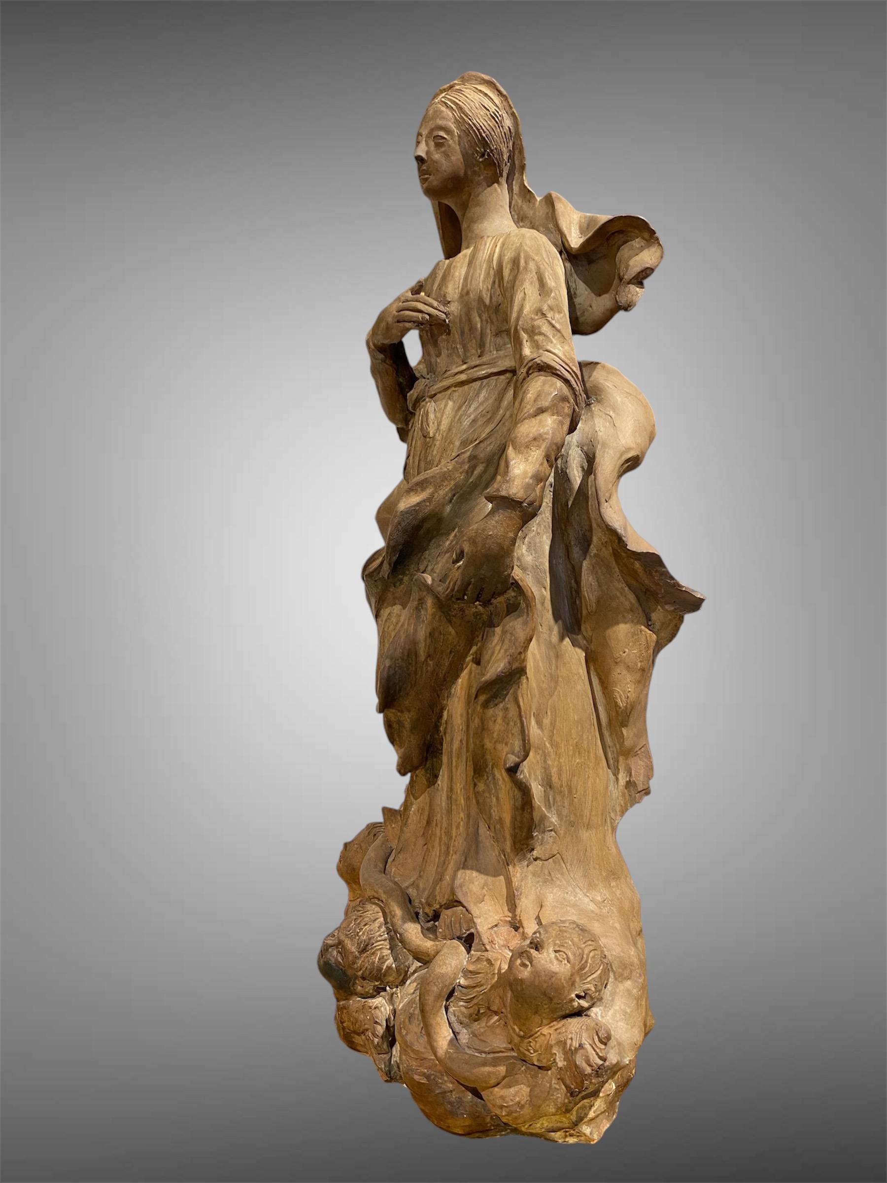 Scultura raffigurante Madonna in terracotta - fine XVIII secolo siglo XVIII y antes en venta