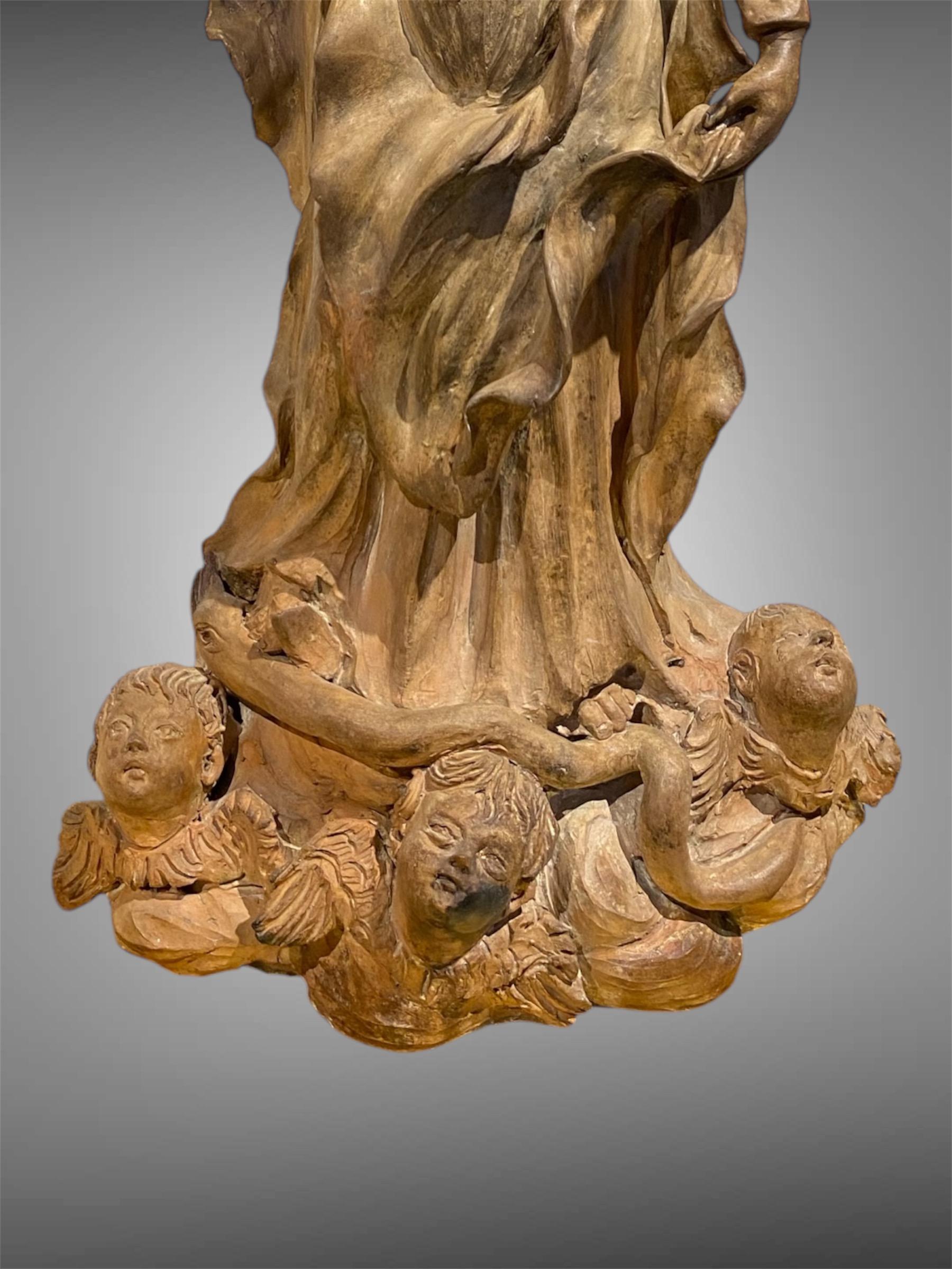 Scultura raffigurante Madonna in terracotta - fine XVIII secolo Alfarería en venta