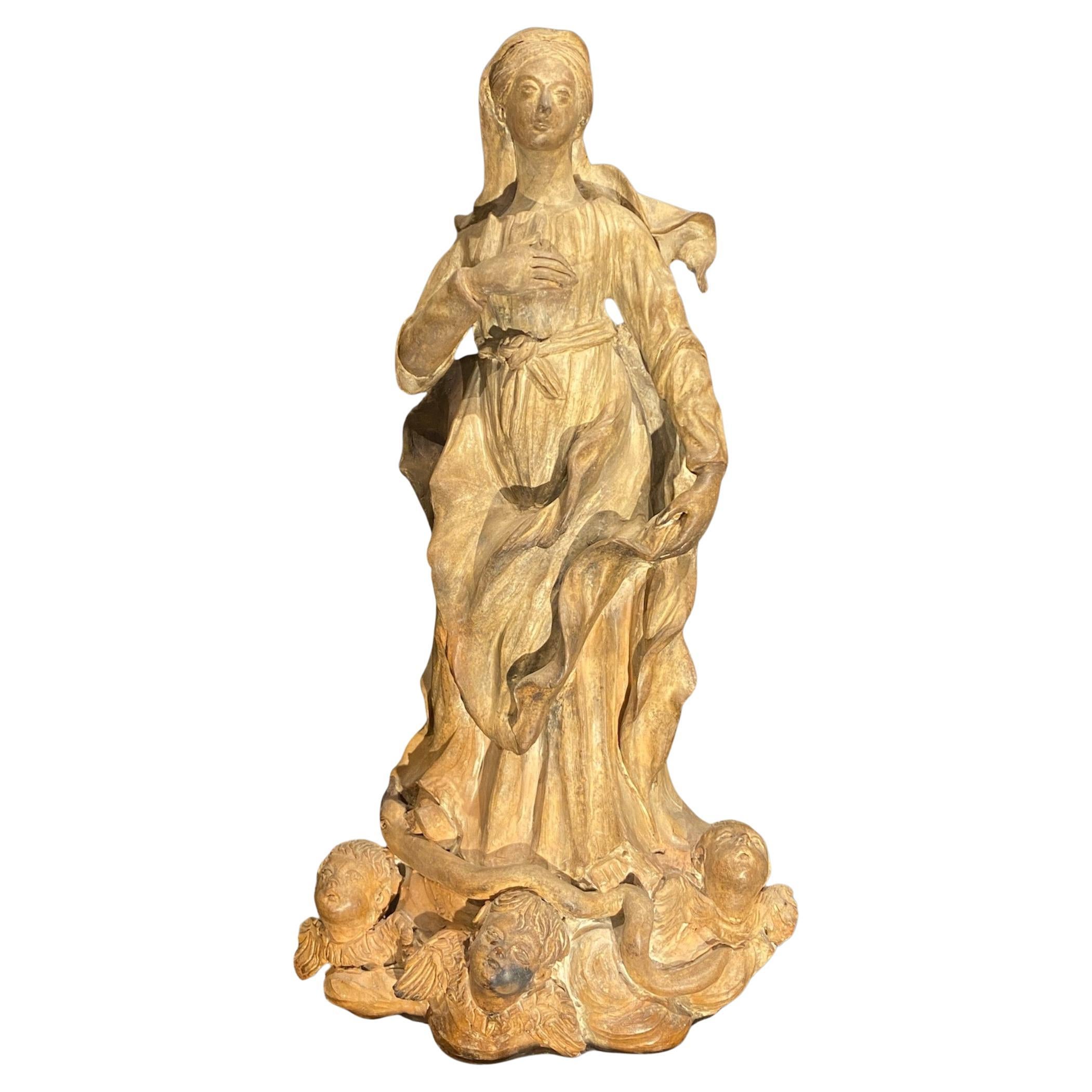 Scultura raffigurante Madonna in terracotta - fine XVIII secolo en venta