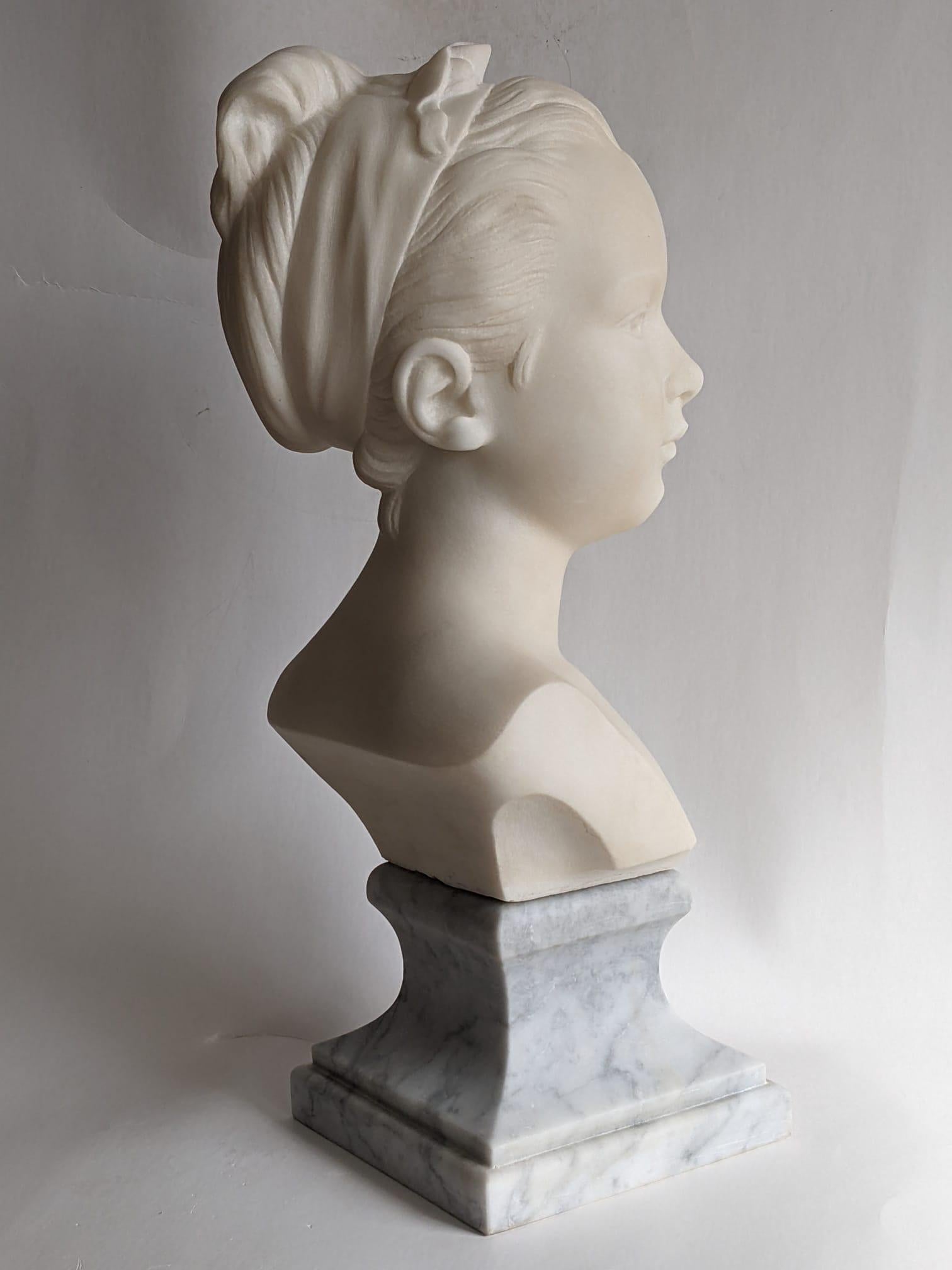 Néo-classique sculpture - portrait de Louise Brongniart - statuaire fine marbre en vente