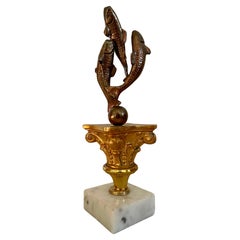 Sculpture italienne du 20e siècle en bronze et marbre, trophée de pêche vintage