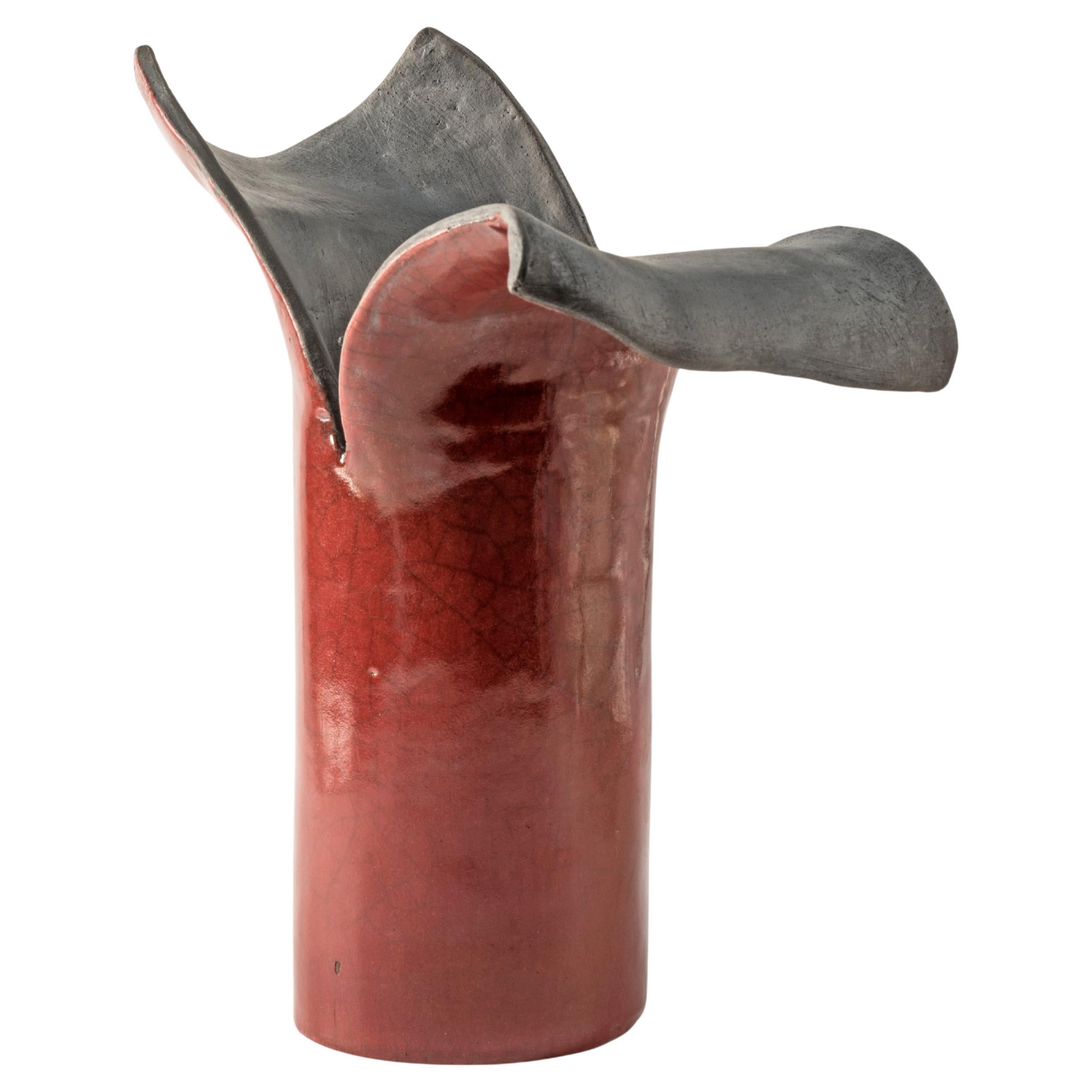 AMARONTO PÉTALOS ORIENTALES Jarrón Escultura Cerámica Raku - Pieza Única