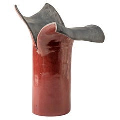 AMARONTO ORIENT PETALS Raku-Keramik-Skulptur Vase - Einzelstück