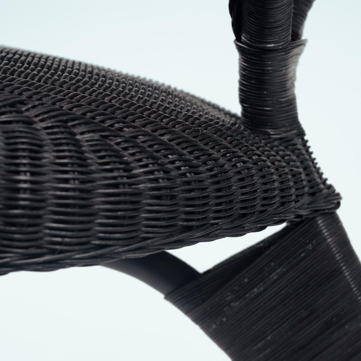 Sillón de ratán trípode orgánico Scultural, 2, años 80 en venta 11